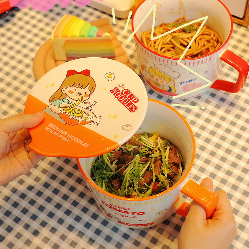 Dim Sum Basket - Kapaklı Karikatür Desenli Hazır Erişte Ramen