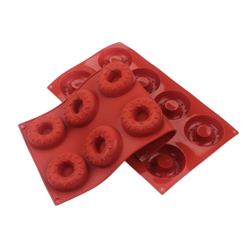 Donut Mold Silicone - 8 Delikli Silikon Donut Kalıbı Süslemeli